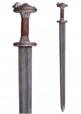 Épée scandinave à garde en laiton étamé, lame Damas